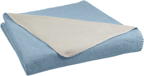 Book Cover Amazon Basics Reversible Fleece Blanket - Throw, Spa Blue/Taupe