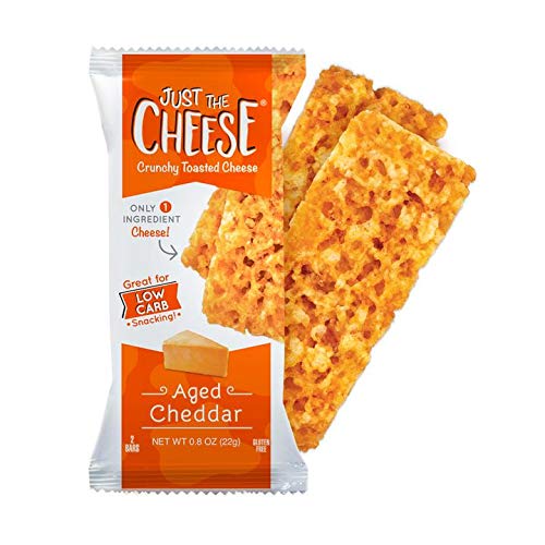 Book Cover Just the Cheese Bars, Low Carb Snack - Baked Keto Snack, High Protein, Gluten Free, Low Carb Cheese Crisps - Aged Cheddar, 0.8 Ounces (Pack of 12)