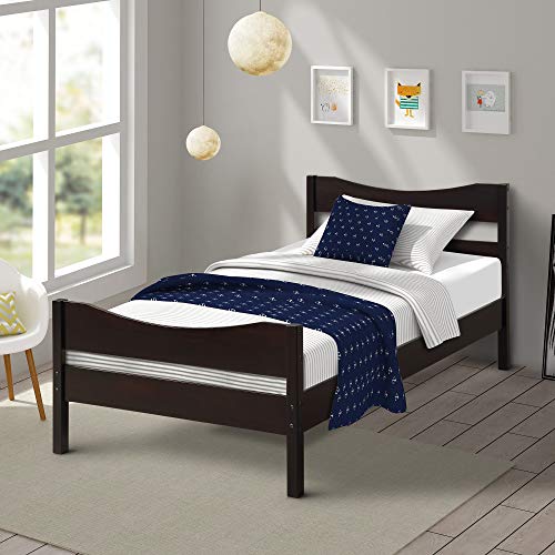 Book Cover Merax Wood Platform Bed Frame with Headboard/No Box Spring Needed/Wooden Slat Support/Espresso Finish, Twin
