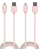 vCharged Pink/Rose Gold 12 FT Longest Lightning Cable Nylon Braided USB Charging Cable Cord for iPhone & iPad