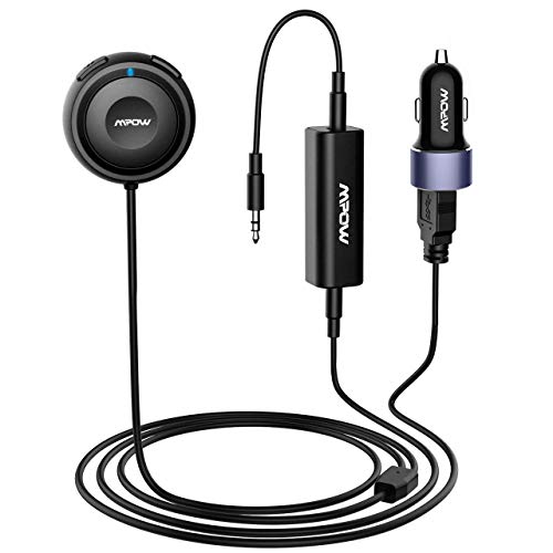 Mpow MBR2 Bluetooth Car Kits for Hands-Free Calling, Bluetooth Receiver/Bluetooth Aux Adapter 3 in 1 with Dual USB Car Charger & Ground Loop Noise Isolator for Car Audio System (HFP/HSP/A2DP/AVRCP)