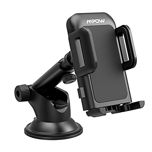 Mpow Gen-2 Dashboard Car Phone Holder, Windshield Car Phone Mount, with Strong Sticky Gel Pad for Iphone 11 Pro/Max/X/XS/XR/8Plus/8/7Plus/7/6Plus, Galaxy S10/9/8/7, Note9, Google, Moto, Black