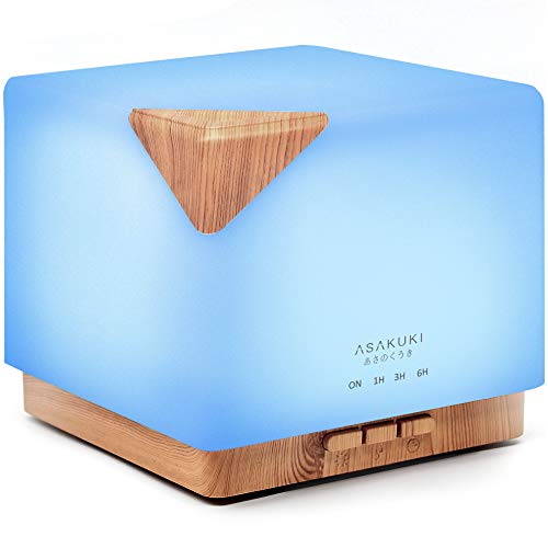 ASAKUKI 700ml Premium, Essential Oil Diffuser, 5 in 1 Ultrasonic Aromatherapy Fragrant Oil Vaporizer Humidifier, Timer and Auto-Off Safety Switch, 7 LED Light Colors