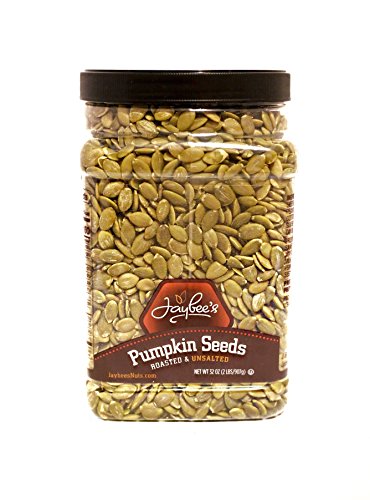 Book Cover Jaybee's Nuts Pumpkin Seeds Pepitas - Roasted Unsalted (2 LBS) Fresh, Vegetarian Friendly & Kosher Certified -Great Healthy Everyday Snack - Reusable Container