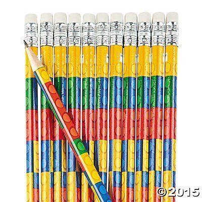 Fun Express Colored Block Brick Party Favor Pencils (48 Pack)