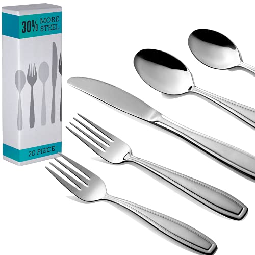 Book Cover Radley & Stowe 20-Piece Silverware Set, Service for 4, Durable Stainless Steel Flatware, Dishwasher Safe Cutlery with Matte Finish Handle