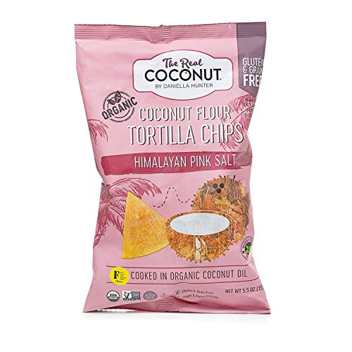 Book Cover The Real Coconut Gluten Free Coconut Flour Tortilla Chips 5.5oz (Himalayan Pink Salt)