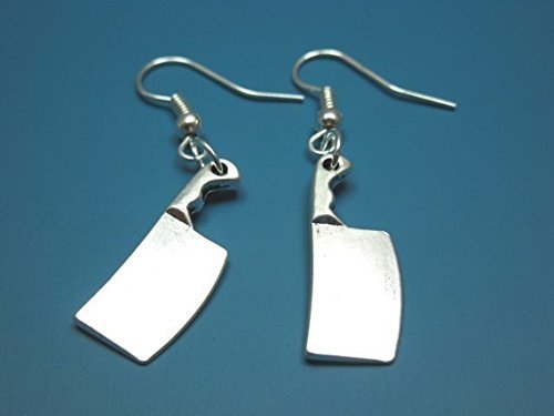 Butcher Knife Earrings - Zombie Weapon Creepy Cute Earrings Scary Horror Jewelry Quirky Funky Earrings Geek Fun Funny Earrings Rockabilly