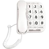 JeKaVis JF11W Big Button Phone for Seniors Home Phone Corded Landline Phone for Elderly Amplified Telephone for Hearing Impaired Aid Telephones with Loud Speakerphone Desktop Telephone