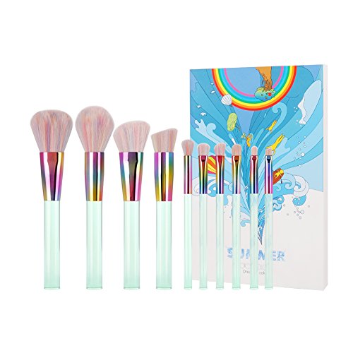 Docolor Makeup Brushes 10 Pcs Professional Makeup Brush Set Premium Synthetic Kabuki Foundation Blending Brush Face Powder Blush Concealers Eye Shadows Make Up Brushes Kit