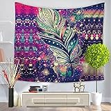Alicemall Bohemian Colorful Feather Tapestry Boho Beach Throw Dorm Room Wall Hangings Decorative Bedspreads, 60 x 80 inches (Colorful Feather)