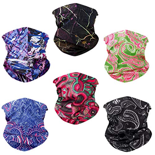 Toes Home 6PCS Outdoor Magic Headband Elastic Seamless Bandana Neck Gaiter Scarf UV Resistence Sport Headwear Boho Series for Yoga Hiking Riding Motorcycling