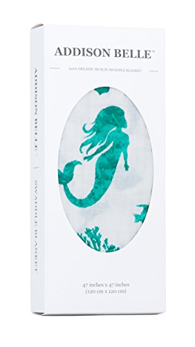 Book Cover ADDISON BELLE 100% Organic Muslin Swaddle Blanket - Mermaid Print
