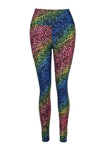 SATINIOR Soft Printed Leggings 80s Style Neon Leggings Pants with Assorted Designs for Women and Girls One Size Color 2
