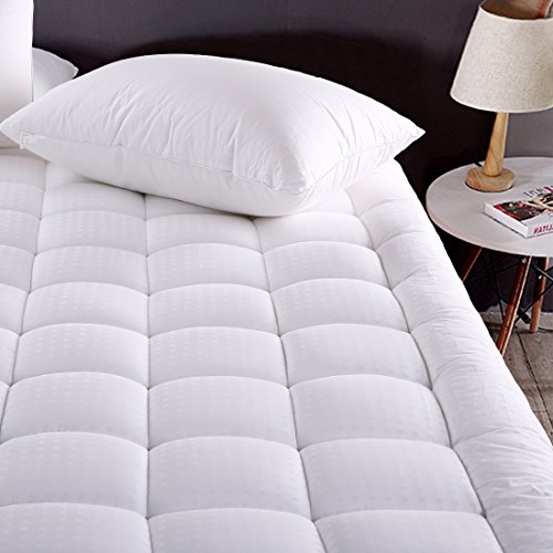 Book Cover MEROUS California King Size Mattress Pad Pillow Top Mattress Cover Fitted Quilted Mattress Protector Hypoallergenic Cotton 8-21