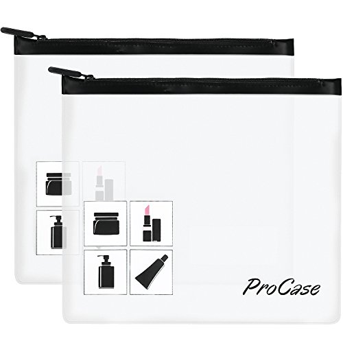 ProCase TSA Approved Fly Travel Toiletry Bag Makeup Pouch, Durable Quart-Size Carry-On Clear Small Handy Bag with Zipper for Liquids Bottles Tubes Cosmetics Container (2-Pack)