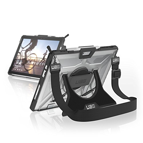 Book Cover URBAN ARMOR GEAR UAG Designed for Microsoft Surface Pro 7 Plus, Pro 7, Pro 6, Pro 5th Gen (2017) (LTE), Pro 4 w/Hand Strap & Shoulder Strap Plasma Feather-Light Rugged [Ice] Military Drop Tested Case