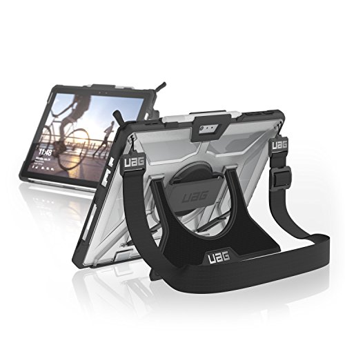 URBAN ARMOR GEAR UAG Designed for Microsoft Surface Pro 7 Plus, Pro 7, Pro 6, Pro 5th Gen (2017) (LTE), Pro 4 w/Hand Strap & Shoulder Strap Plasma Feather-Light Rugged [Ice] Military Drop Tested Case