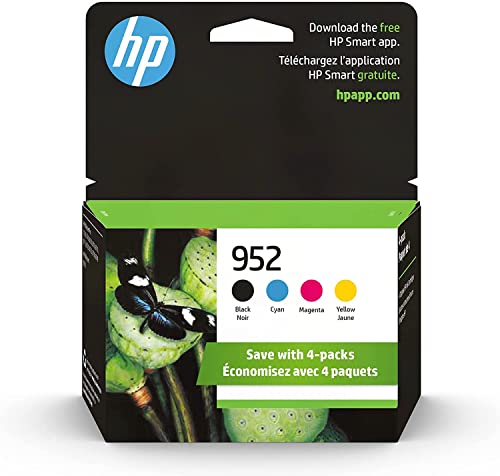 Book Cover Original HP 952 Black, Cyan, Magenta, Yellow Ink Cartridges (4-pack) | Works with HP OfficeJet 8702, OfficeJet Pro 7720, 7740, 8210, 8710, 8720, 8730, 8740 Series | Eligible for Instant Ink | X4E07AN