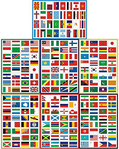 Book Cover TamBee Countries Flags Stickers 224PCS Multi Territorial Maps Nations Patterns Face Stickers Travel Stickers Children's Room Decor Labels Football Team FIFA World Cup A4 7PACKS Olympics