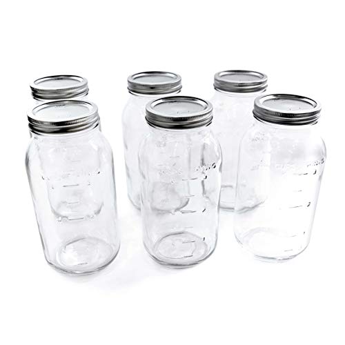 Book Cover Ball Wide Mouth 1/2 Gal. Glass Jars 6 Pack | Includes lids with bands (64 OZ)