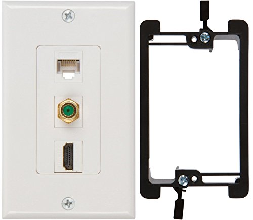 Buyer's Point HDMI 3GHz Coax Ethernet Wall Plate [UL Listed] with Single Gang Low Voltage Mounting Bracket Device (White Kit)