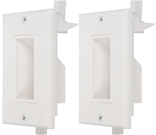 Buyer's Point Recessed Low Voltage Cable Wall Plate, Easy to Mount Outlet To Hide & Pass Tech Power Wires Through For TV, Video, Audio Amplifiers & Other Electronic Media 2- Pack