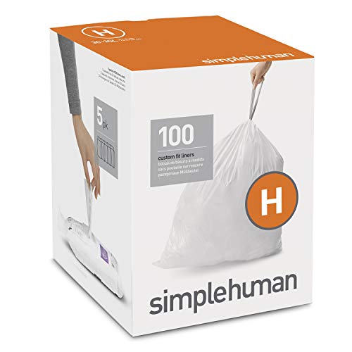 Book Cover simplehuman Code H Trash Bags, 100 Liners Easy-Open Packaging, White, Count