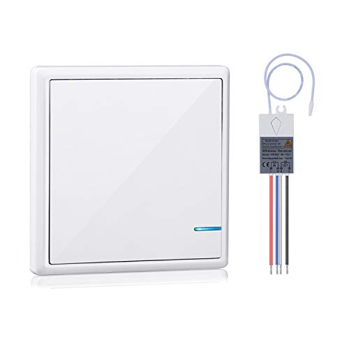 Wsdcam Wireless Light Switch and Receiver Kit Outdoor 1900 ft Indoors 229 ft - Remote Control Ceiling Lamp LED Bulb - IP66 Waterproof