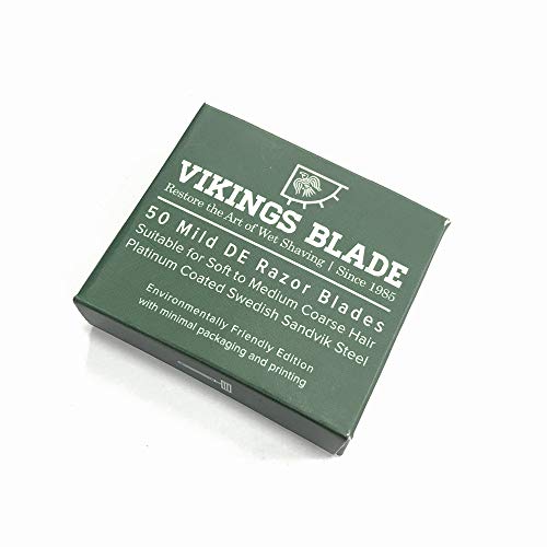 VIKINGS BLADE Swedish Steel Replacement Razor Blades, 50 Count (9 to 12 months supply), Mild & Safe