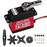20KG RC Servo High Torque Servo Motors, Waterproof Full Metal Gear Steering Servo for 1/6 1/8 1/10 1/12 RC Car Robot DIY, Digital Servo with 25T Servo Horn, Control Angle 180°
