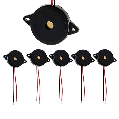 DIKAVS Enclosed Piezo Electronic Buzzer Alarm 95DB w/Wires (Pack of 5)