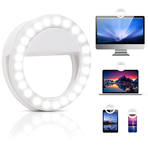 Selfie Ring Light, XINBAOHONG Rechargeable Portable Clip-on Selfie Fill Light with 48 LED for Smart Phone Photography, Camera Video, Girl Makes up (White, 48LED)