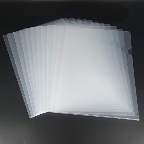 Wiekyze L-Type Plastic Folder Safe Project Pockets Transparent Clear Document Folder 12pcs for A4 paperPlastic Paper Jacket Sleeves in Assorted Project Folders
