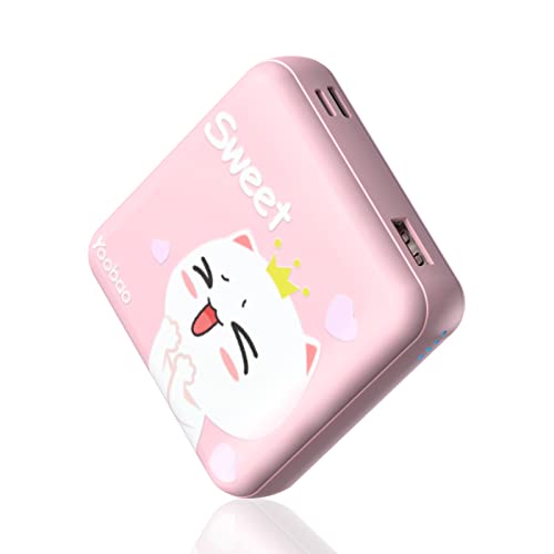Yoobao Portable Charger, Mini Cute 10000mAh Power Bank 20W Power Delivery+18W QC3.0 Fast Charging, 2 Output & 2 Input USB-C Cell Phone Battery Pack for iPhone 13/12/11, Samsung, iPad, etc(Pink)