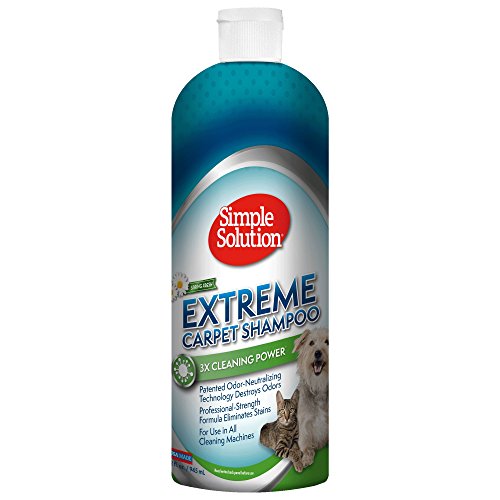 Simple Solution Extreme Carpet Shampoo | Professional Strength Pet Stain and Odor Remover | Compatible with All Cleaning Machines | Spring Fresh Scent | 32 Ounces