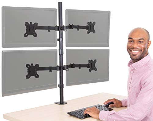 Book Cover Stand Steady Monitor Arm | Height Adjustable with Full Articulation | VESA Mount Fits Most LCD / LED Monitors 13 - 32 Inches | Includes Clamp and Grommet (4 Monitors)