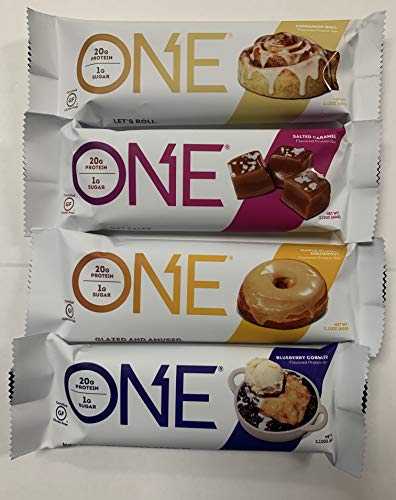 Oh Yeah! One Bar, NEW Compliant Variety Pack, 2.12 oz/12 bars (3 Cinnamon Roll, 3 Salted Caramel, 3 Maple Glazed Doughnut, 3 Blueberry Cobbler)