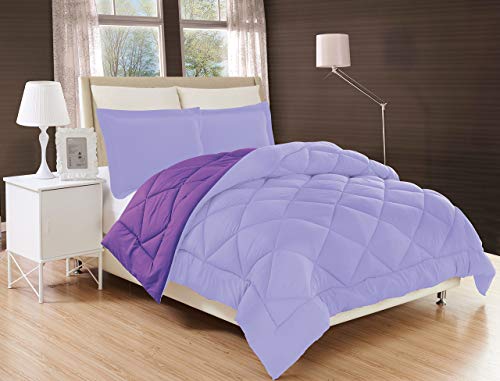 Elegant Comfort All Season Comforter and Year Round Medium Weight Super Soft Down Alternative Reversible 2-Piece Comforter Set, Twin/Twin XL, Lavender/Purple