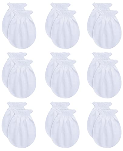 Book Cover RATIVE Newborn Baby Cotton Gloves No Scratch Mittens For 0-6 Months Boys Girls (Newborn 0-6 Months,9-pairs/white)