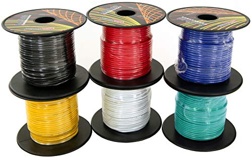 GS Power 18 Gauge 6 Color Combo 100 Feet per Roll (600 ft Total) Low Voltage Automotive Primary Wire for Car Stereo Amplifier Remote 12 Volt Trailer Harness Hookup Wiring