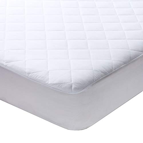 Book Cover Twin Size Mattress Pad Deep Pocket, Breathable Quilted Fitted Mattress Cover for Bed Stretches up to 16 Inches, Twin