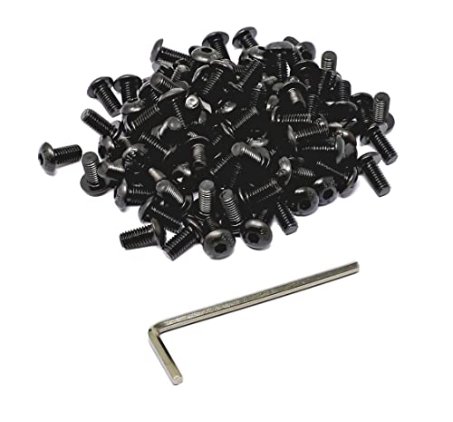 Book Cover iexcell 100 Pcs M5 x 10 Thread Pitch: 0.8 mm Alloy Steel 10.9 Grade Hex Socket Button Head Cap Screws Bolts Kit, Black Oxide Finish