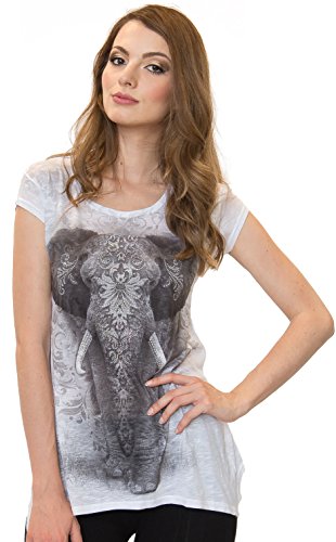 Sweet Gisele Elephant Inspired Beautiful 3D Womens Tunic T-Shirt w/Rhinestones