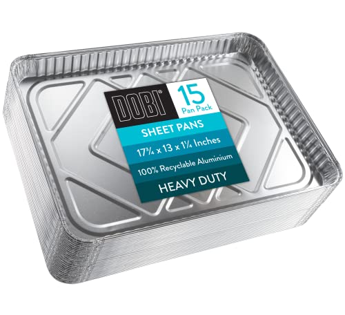 Aluminum Cookie Sheets (15 Pack) - Disposable Aluminum Foil Baking Sheet Pans. Perfect for Making Large Batches - 17 3/4" x 13 1/4" x 1 1/4"