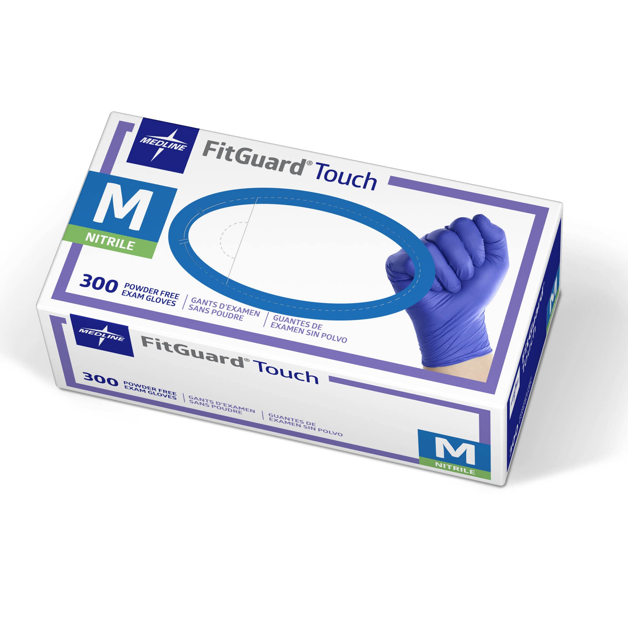 Book Cover Medline FitGuard Touch Nitrile Exam Gloves, 300 Count, Medium, Powder Free, Disposable, Not Made with Natural Rubber Latex, Excellent Sense of Touch for Medical Tasks, Durable for Household Chores Medium (Box of 300)