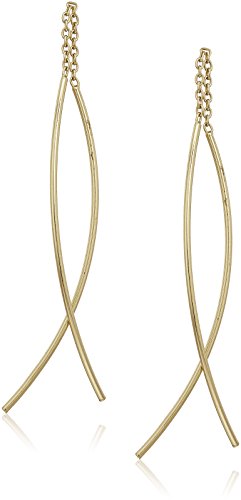Gold Over Sterling Silver Double Curved Threader Drop Earrings