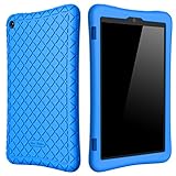 Bear Motion Silicone Case for Fire HD 8 2017/2018 - Anti Slip Shockproof Light Weight Kids Friendly Protective Case for All-New Fire HD 8 Tablet with Alexa (7th / 8th Gen 2017/2018 Model) (Blue)