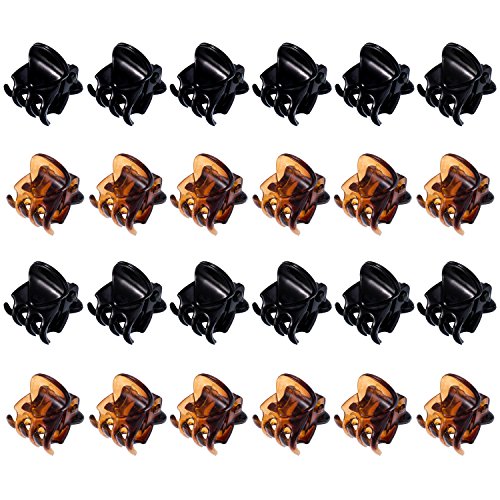 Book Cover Mini Hair Clips Plastic Hair Claws Pins Clamps for Girls and Women (Black and Brown)