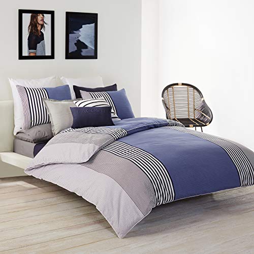 Lacoste Meribel Cotton Bedding Set, Twin/TwinXL Comforter, Blue/White